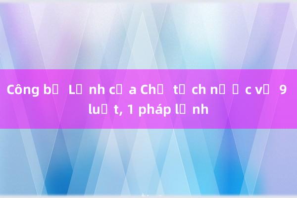 Công bố Lệnh của Chủ tịch nước về 9 luật， 1 pháp lệnh